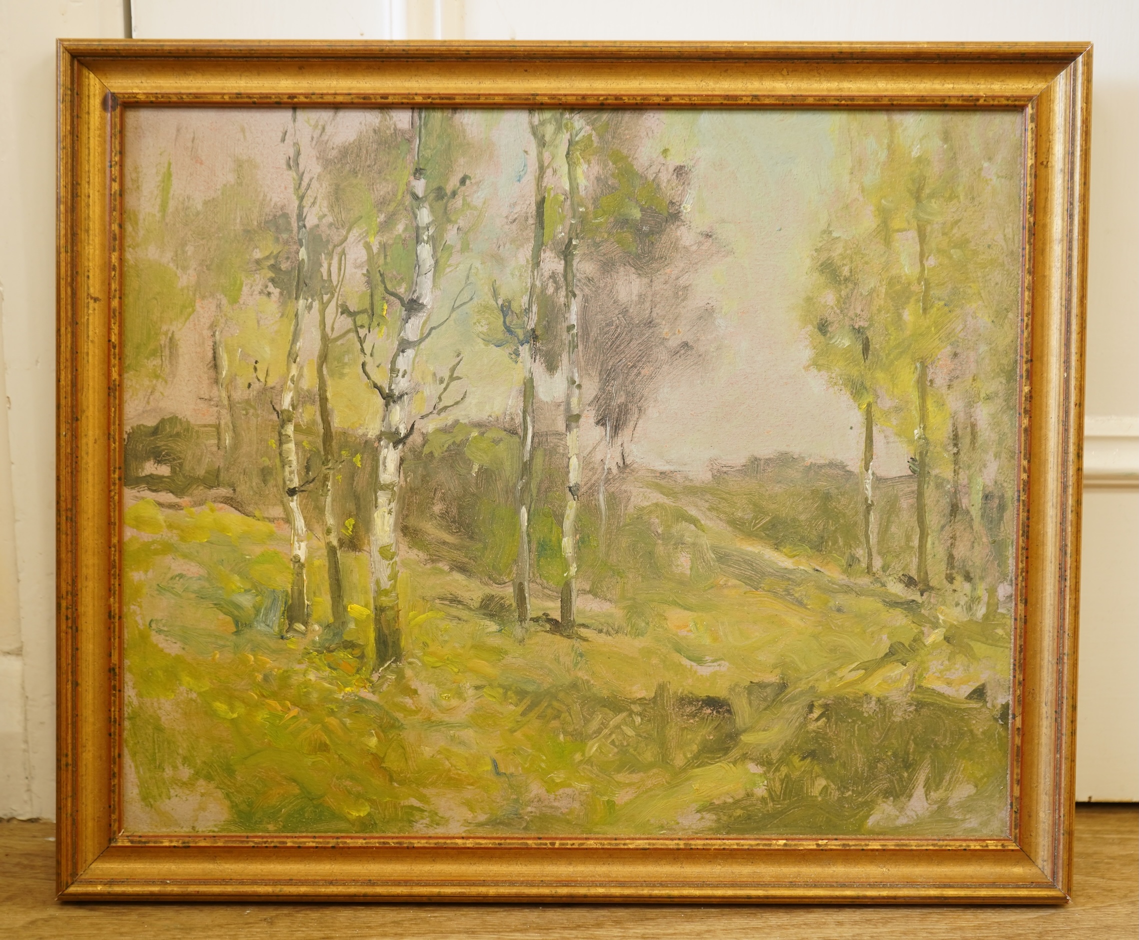 Arthur Spooner (1873-1962), Landscape, oil on board, unsigned, 29 x 35cm, Provenance - Artists summer studio, East coast.